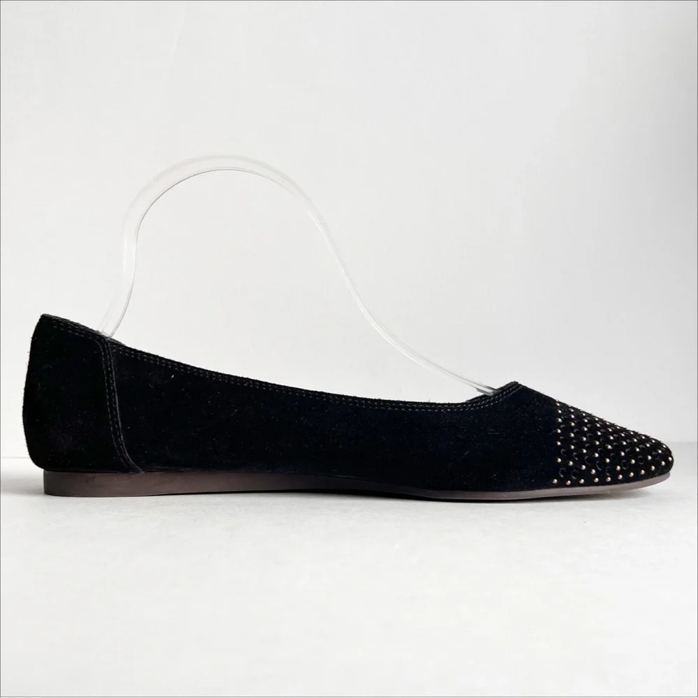 Lucky Brand‎ Abbitha Ballet Flats 8 black suede studded perforated slip-on shoes